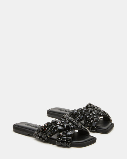 LEVITY Black Square-Toe Slide Women's Sandal - Steve Madden
