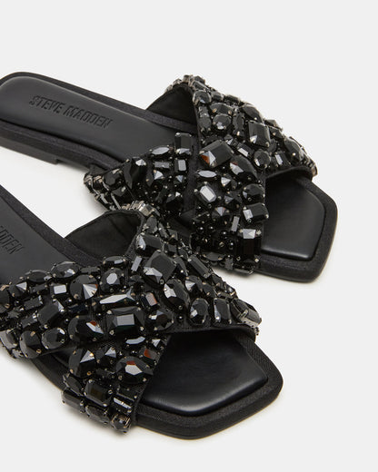 LEVITY Black Square-Toe Slide Women's Sandal - Steve Madden