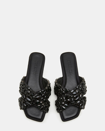 LEVITY Black Square-Toe Slide Women's Sandal - Steve Madden