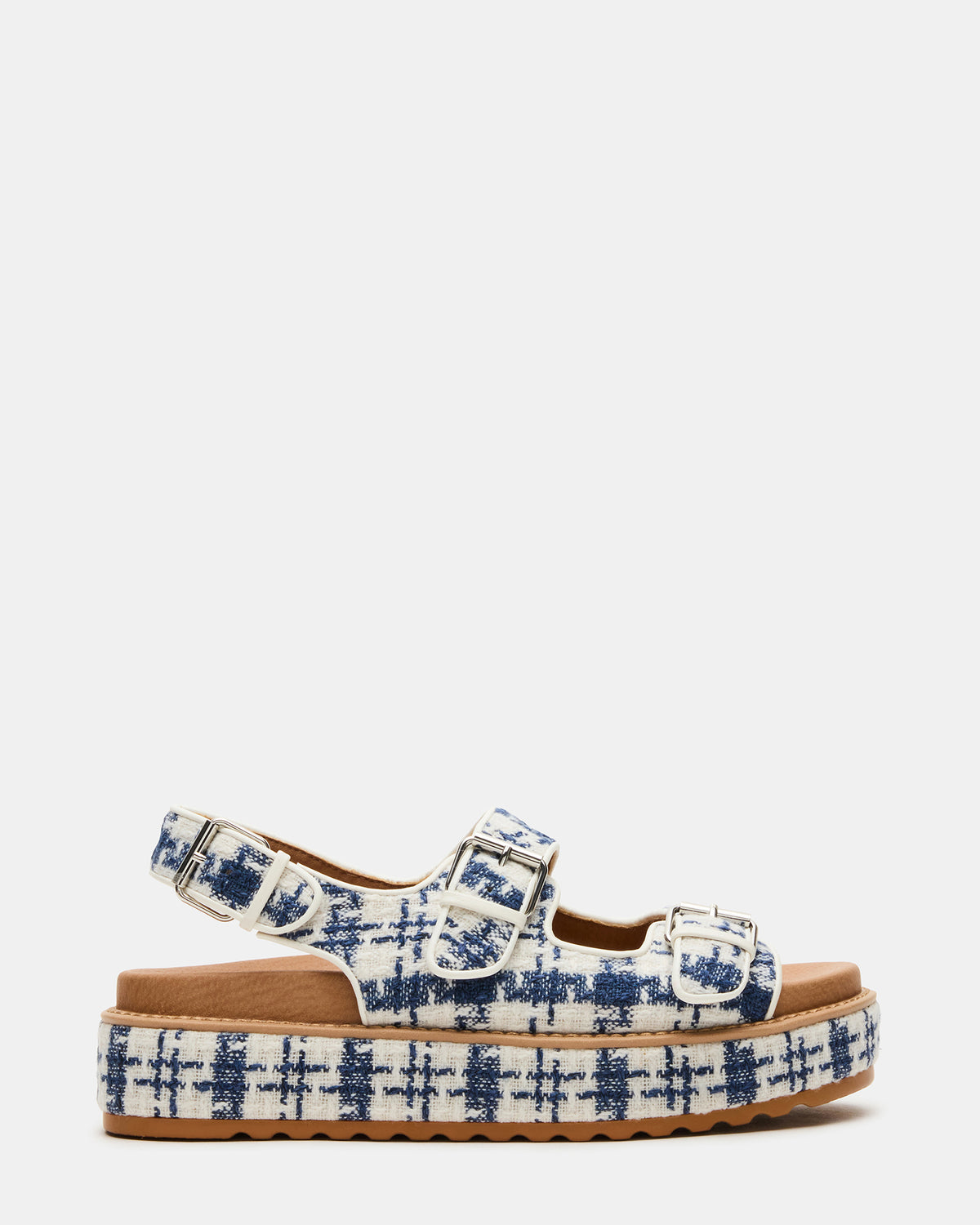 BIGMONA2.0 Blue/White Platform Footbed Flatform Women's Sandal - Steve Madden