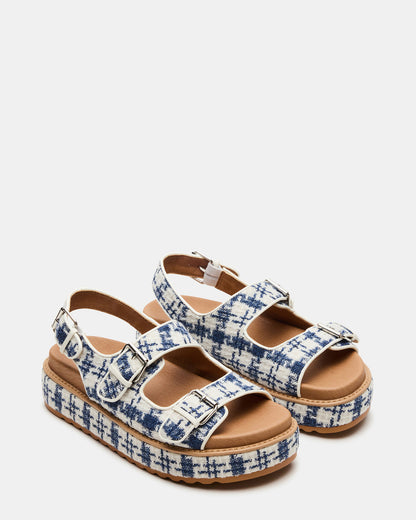BIGMONA2.0 Blue/White Platform Footbed Flatform Women's Sandal - Steve Madden