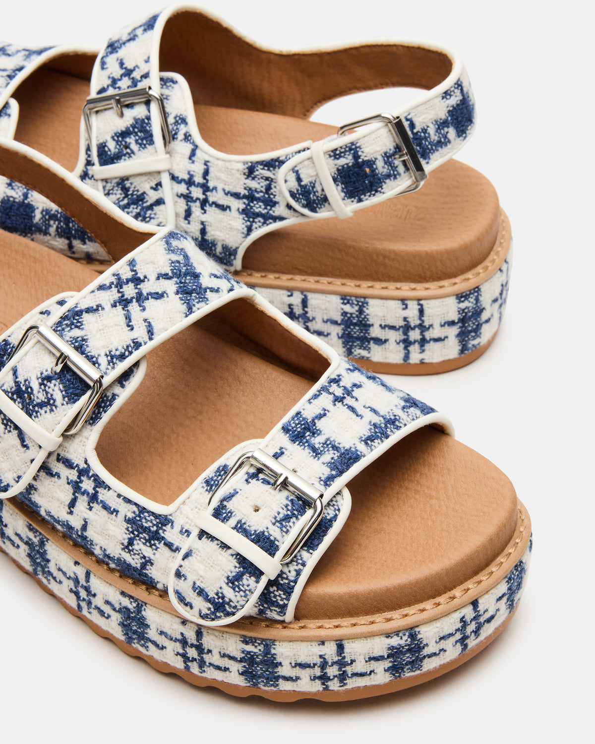 BIGMONA2.0 Blue/White Platform Footbed Flatform Women's Sandal - Steve Madden