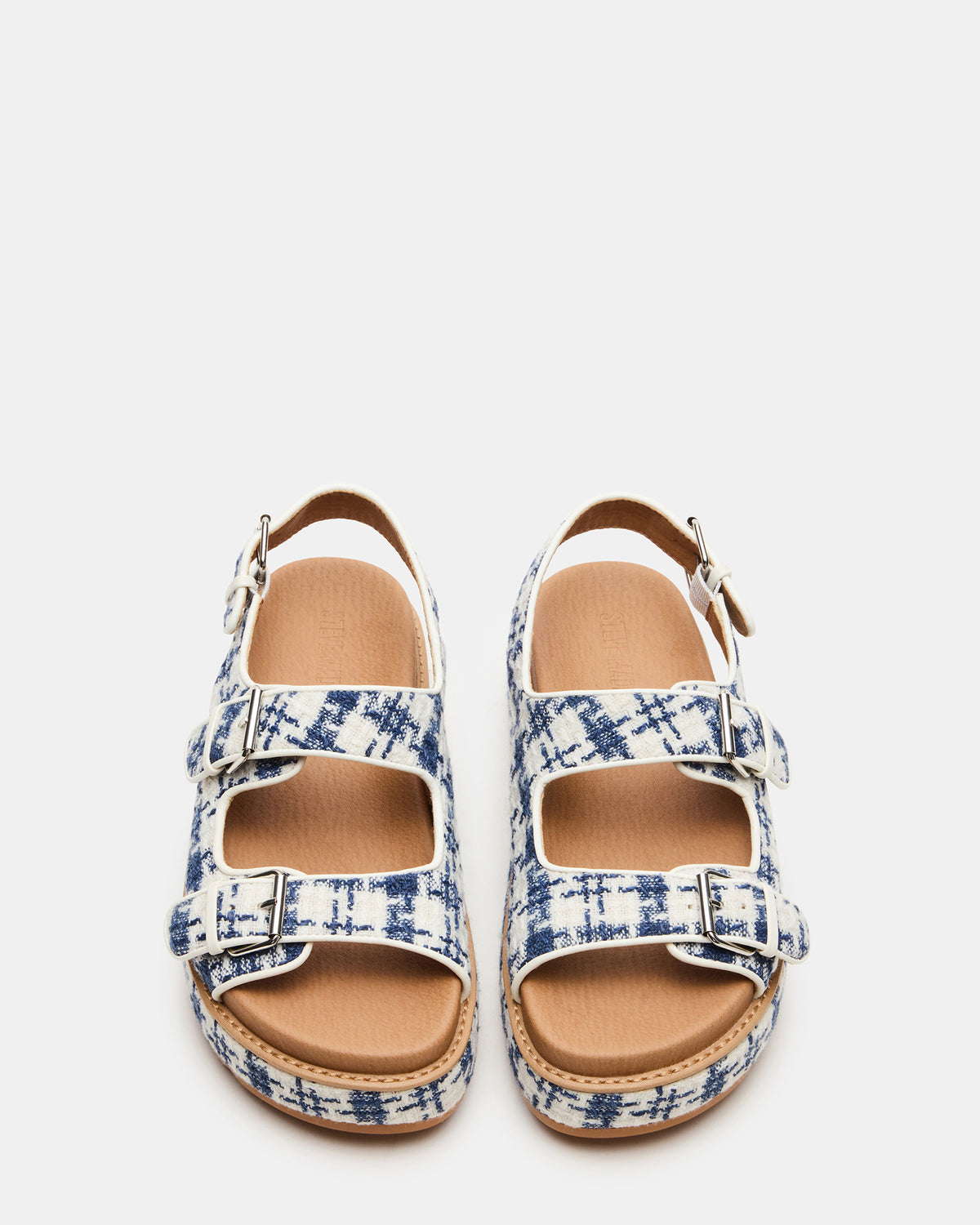 BIGMONA2.0 Blue/White Platform Footbed Flatform Women's Sandal - Steve Madden
