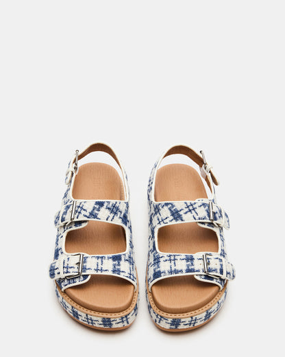 BIGMONA2.0 Blue/White Platform Footbed Flatform Women's Sandal - Steve Madden