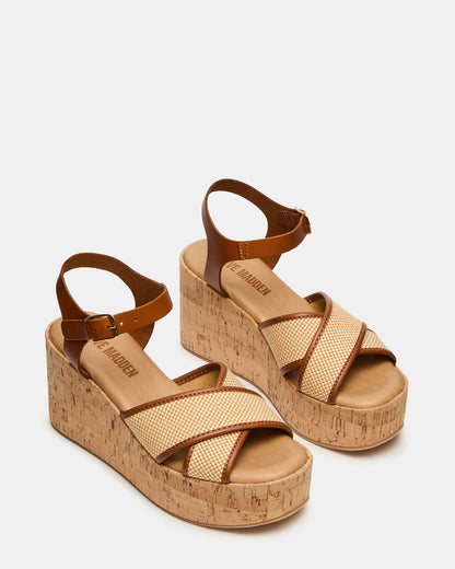JETSET Brown Multi Platform Wedge Women's Sandal - Steve Madden