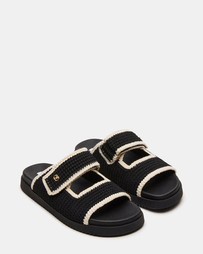MAYSIE Black Multi Woven Flatform Footbed Slide Women's Sandal - Steve Madden