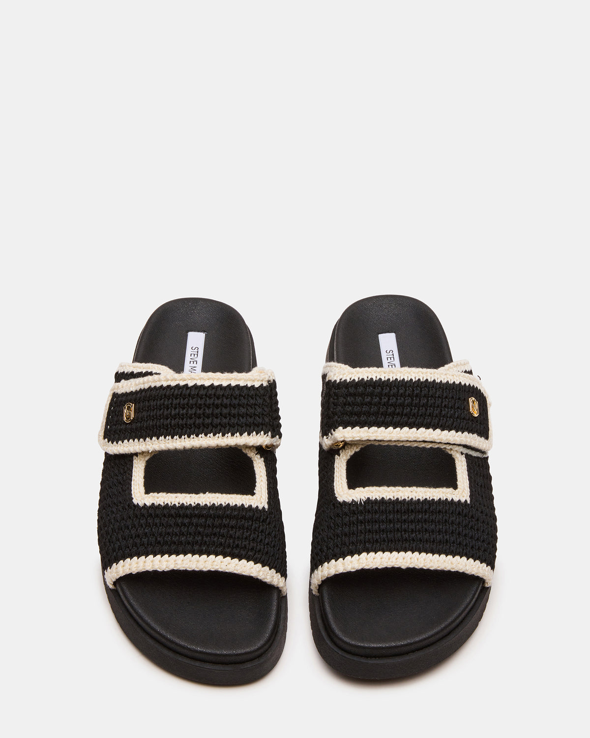 MAYSIE Black Multi Woven Flatform Footbed Slide Women's Sandal - Steve Madden