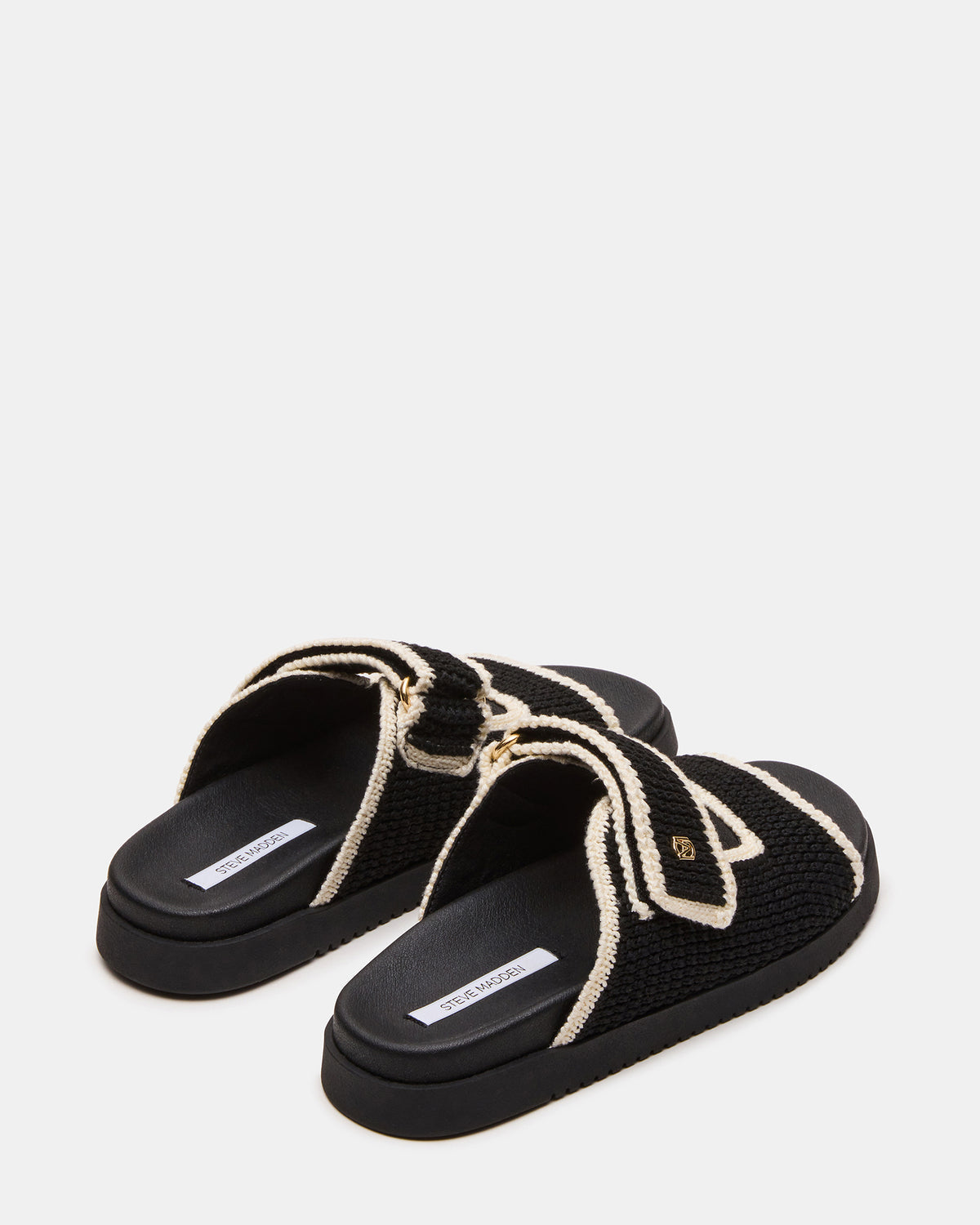MAYSIE Black Multi Woven Flatform Footbed Slide Women's Sandal - Steve Madden