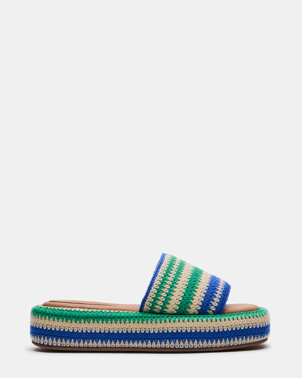 BEACHY Woven Green Multi Platform Slide Women's Sandal - Steve Madden