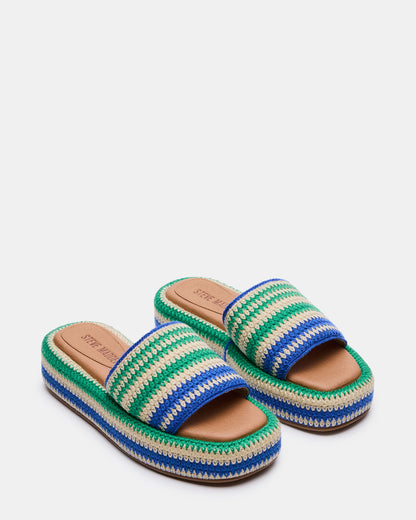 BEACHY Woven Green Multi Platform Slide Women's Sandal - Steve Madden