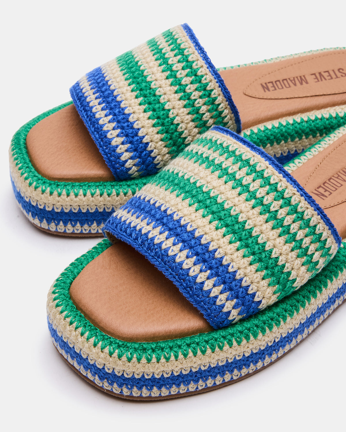 BEACHY Woven Green Multi Platform Slide Women's Sandal - Steve Madden