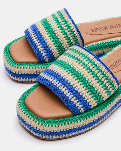 BEACHY Woven Green Multi Platform Slide Women's Sandal - Steve Madden