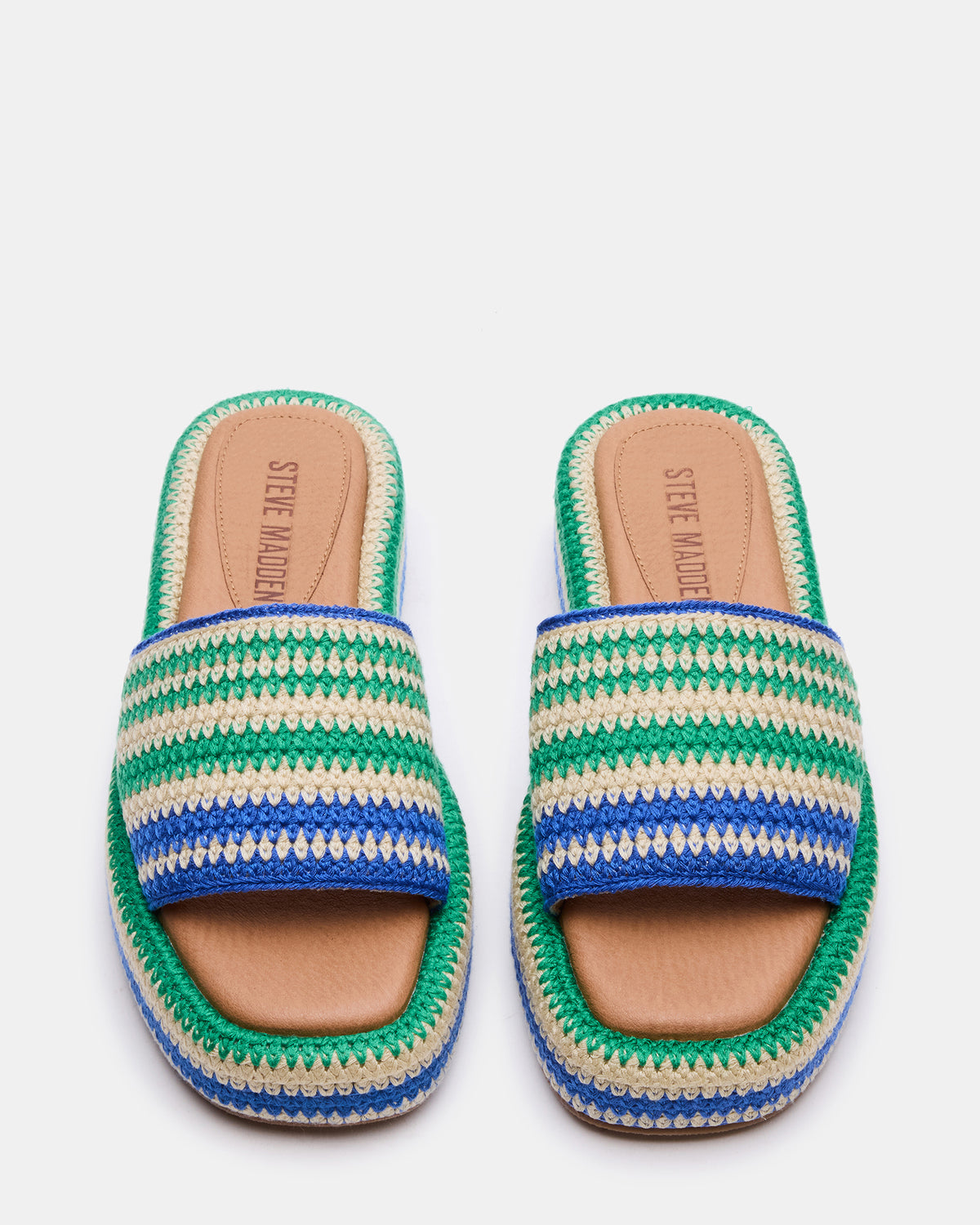 BEACHY Woven Green Multi Platform Slide Women's Sandal - Steve Madden