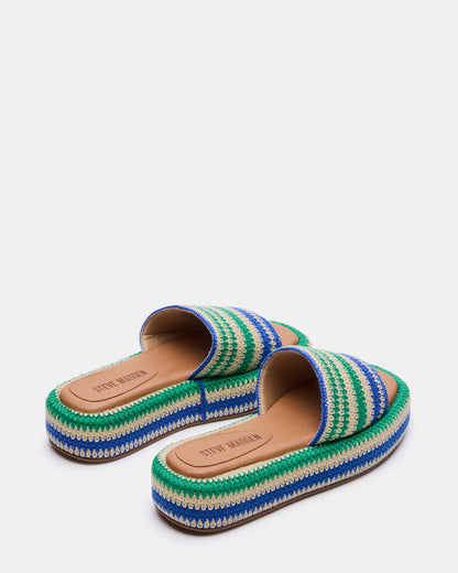 BEACHY Woven Green Multi Platform Slide Women's Sandal - Steve Madden