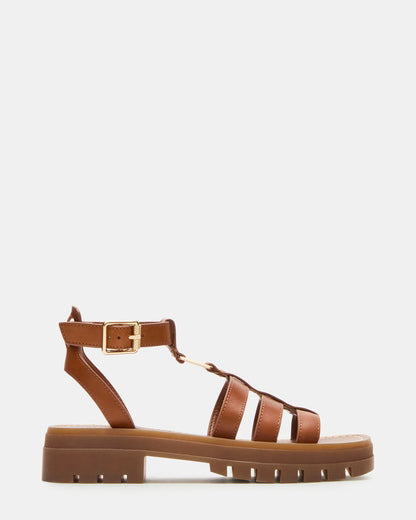 JARELLI Tan Leather Strappy Platform Women's Sandal - Steve Madden