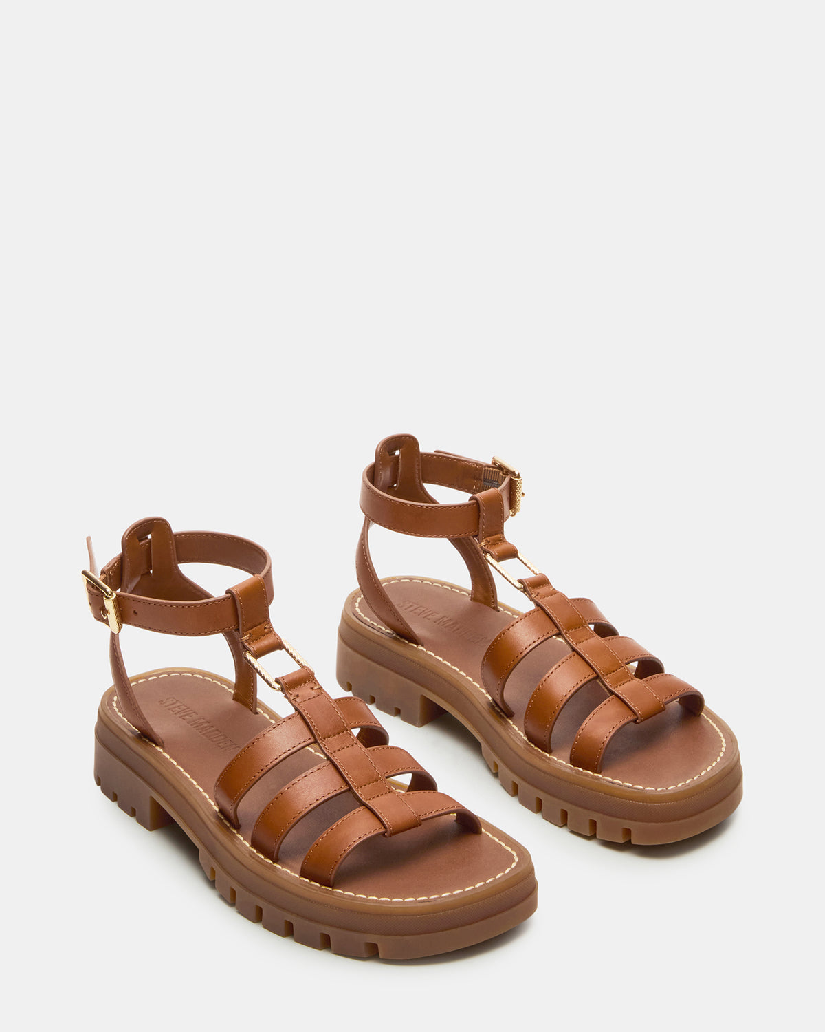JARELLI Tan Leather Strappy Platform Women's Sandal - Steve Madden