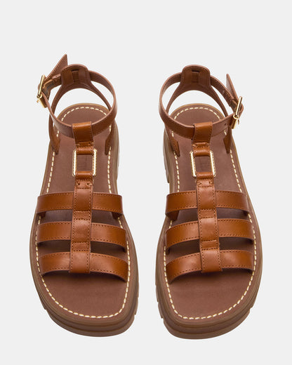 JARELLI Tan Leather Strappy Platform Women's Sandal - Steve Madden