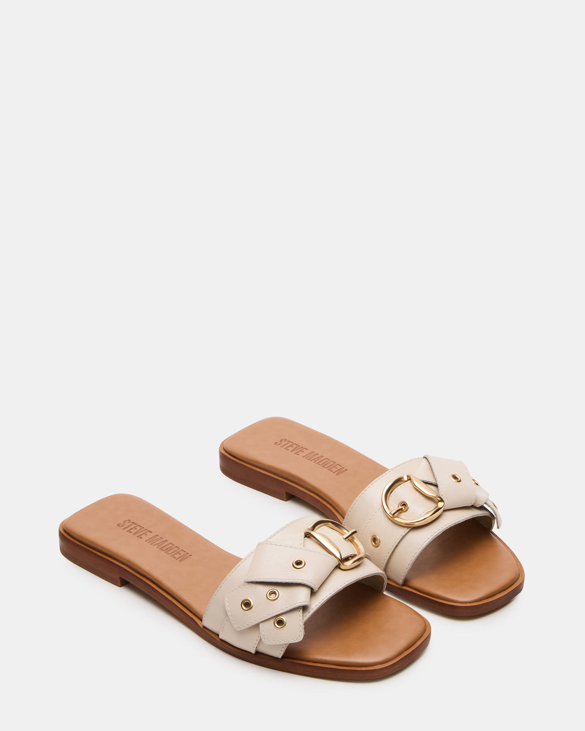 HILARIA Bone Leather Square-Toe Slide Women's Sandal - Steve Madden