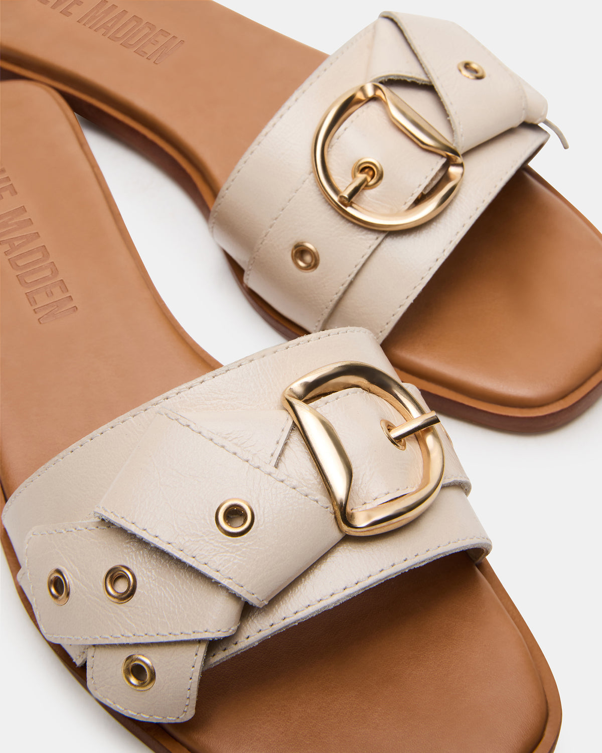 HILARIA Bone Leather Square-Toe Slide Women's Sandal - Steve Madden