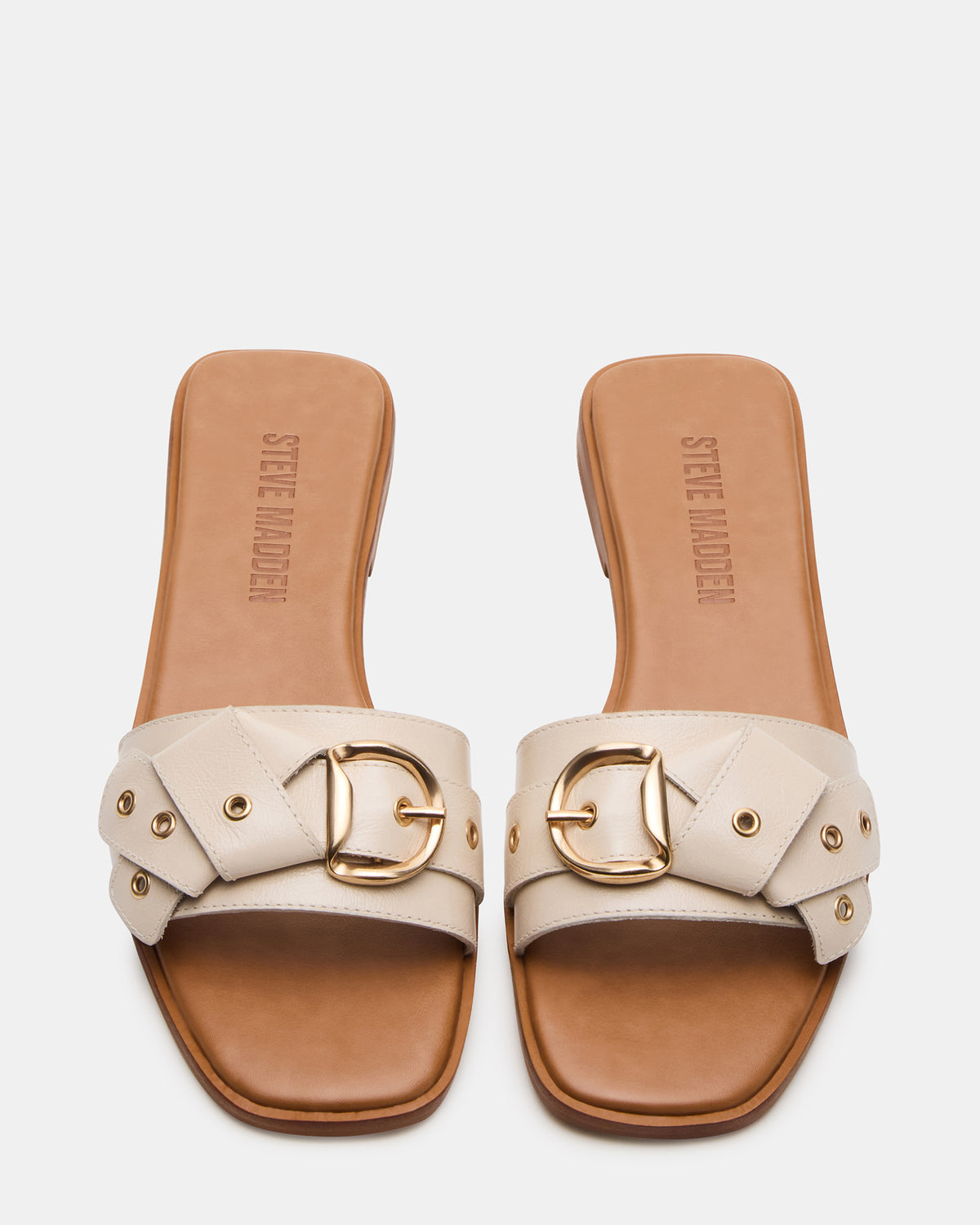 HILARIA Bone Leather Square-Toe Slide Women's Sandal - Steve Madden