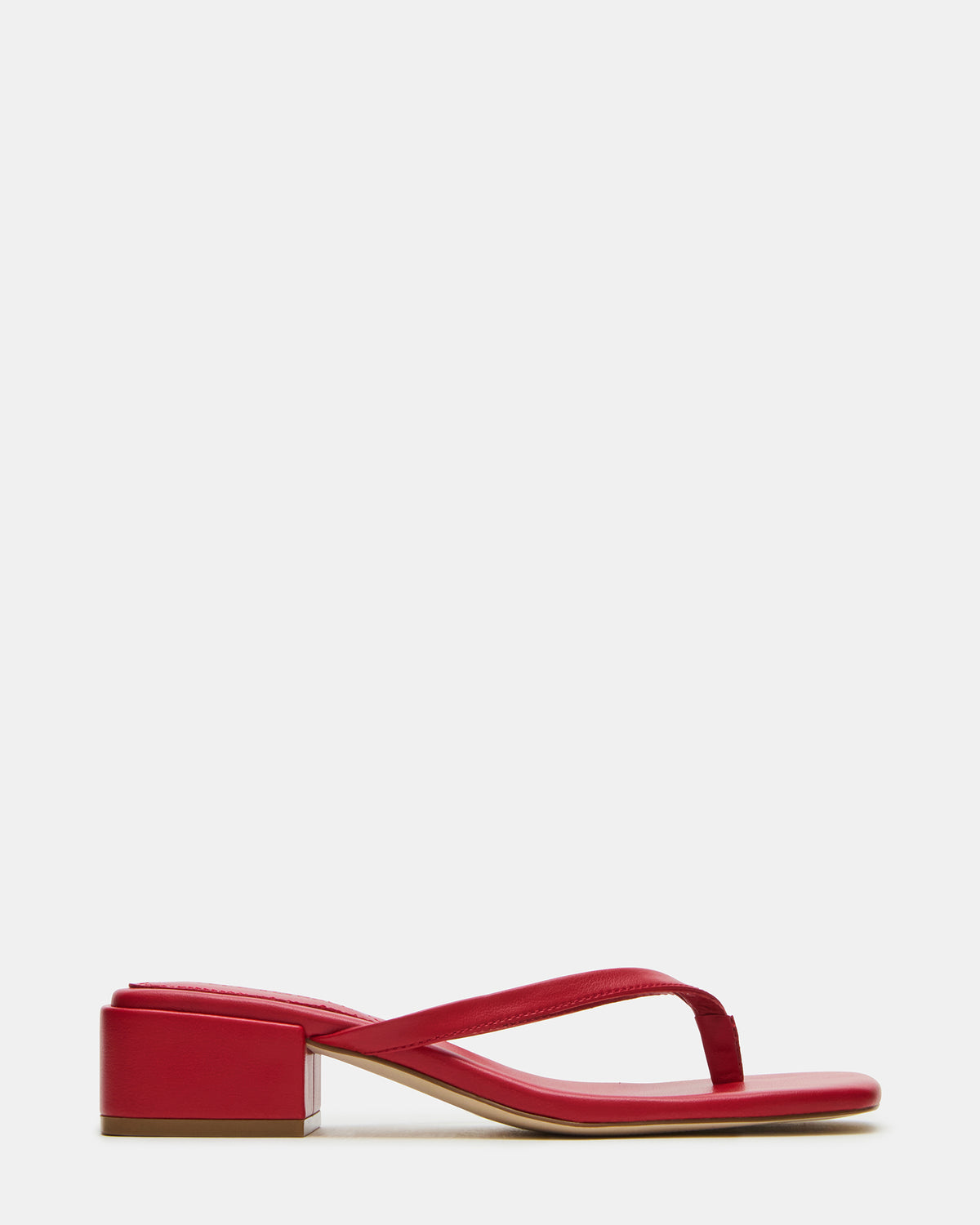CARIBBEAN Red Square-Toe Mule Thong Women's Sandal - Steve Madden