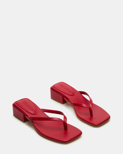 CARIBBEAN Red Square-Toe Mule Thong Women's Sandal - Steve Madden