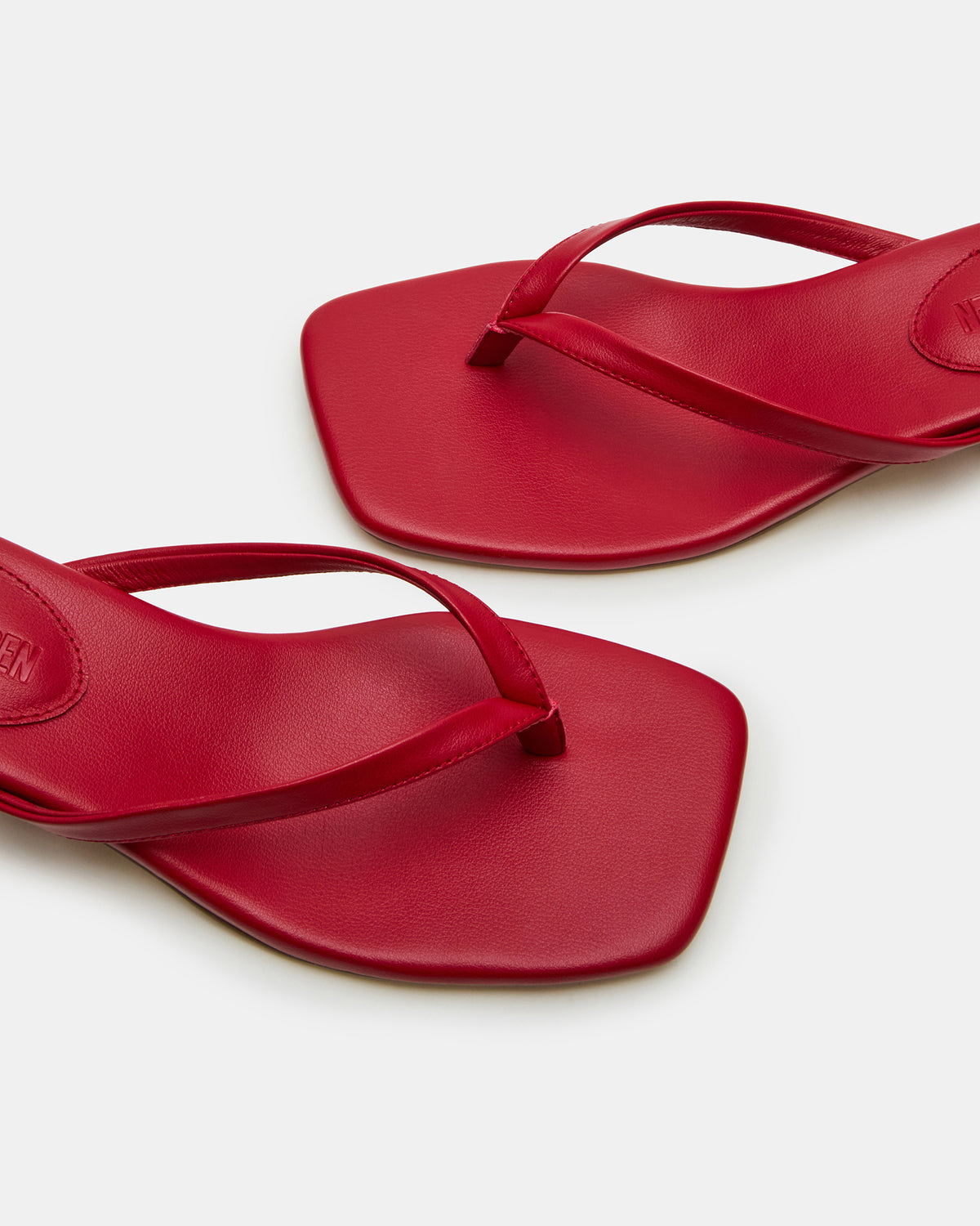 CARIBBEAN Red Square-Toe Mule Thong Women's Sandal - Steve Madden