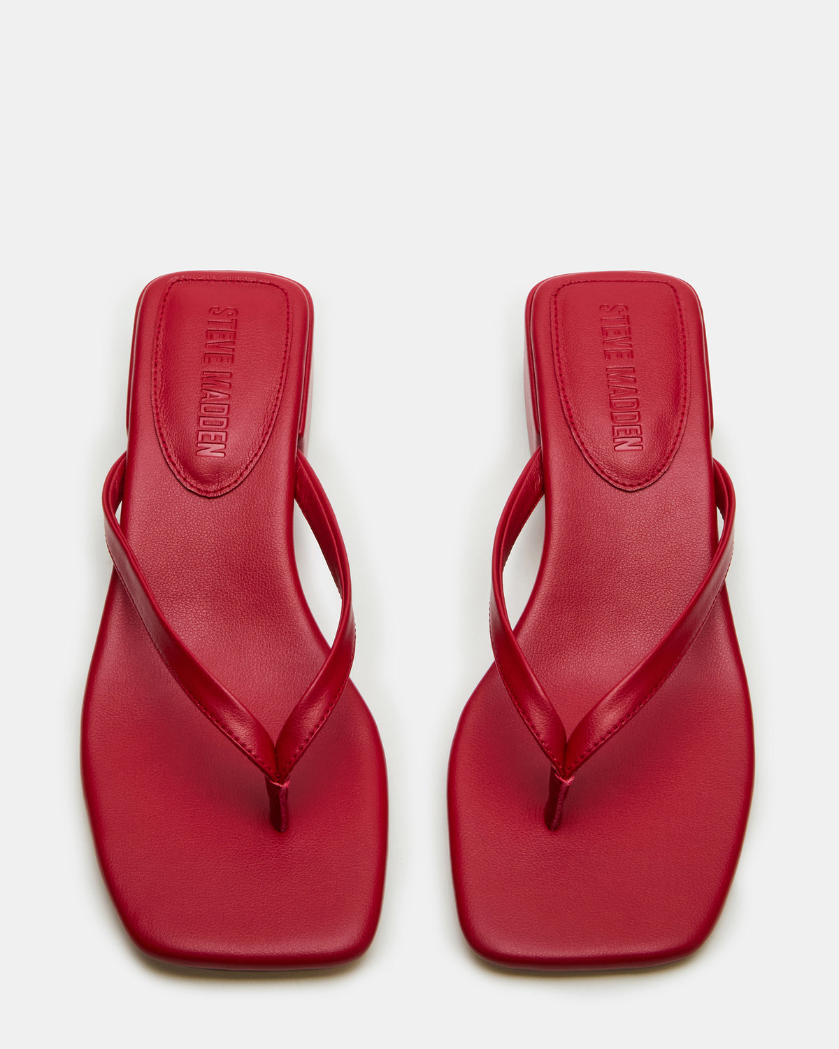 CARIBBEAN Red Square-Toe Mule Thong Women's Sandal - Steve Madden