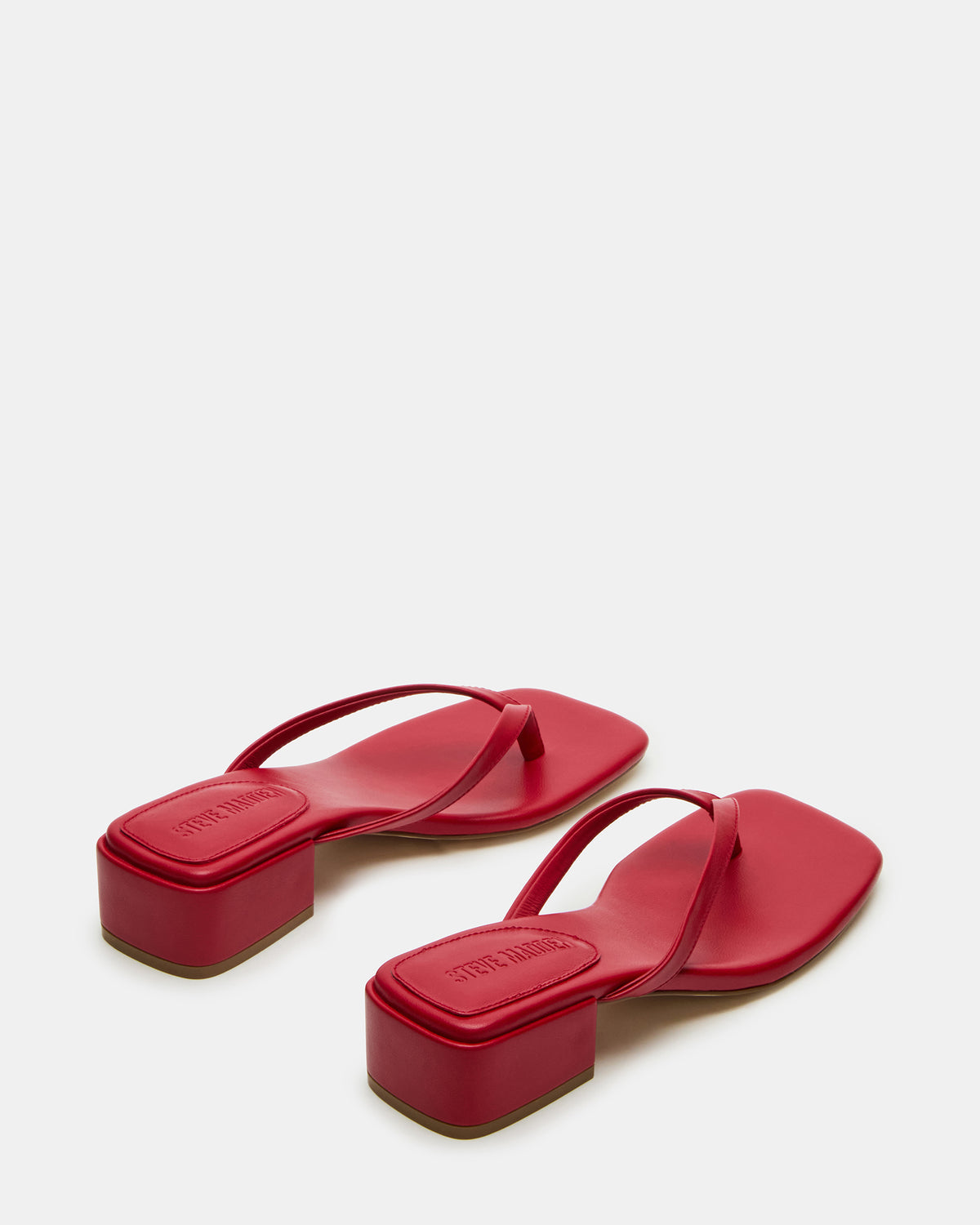 CARIBBEAN Red Square-Toe Mule Thong Women's Sandal - Steve Madden