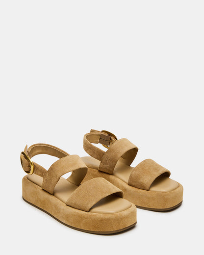 BARONI Sand Suede Square-Toe Platform Women's Sandals - Steve Madden