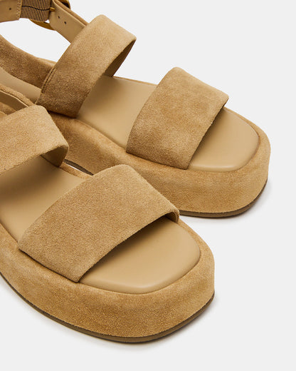 BARONI Sand Suede Square-Toe Platform Women's Sandals - Steve Madden