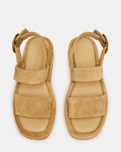 BARONI Sand Suede Square-Toe Platform Women's Sandals - Steve Madden