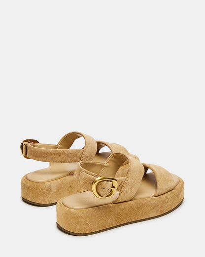 BARONI Sand Suede Square-Toe Platform Women's Sandals - Steve Madden