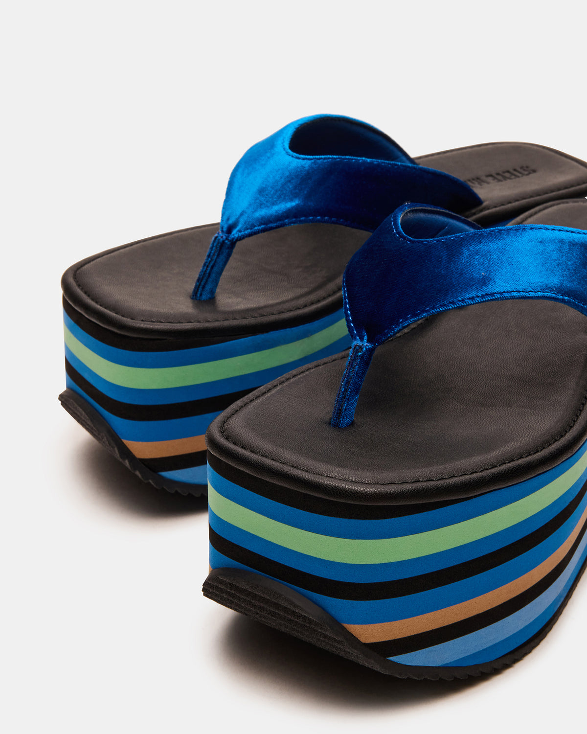 SEVILLA Blue Multi Thong Platform Chunky Flatform Square-Toe Women's Sandal - Steve Madden
