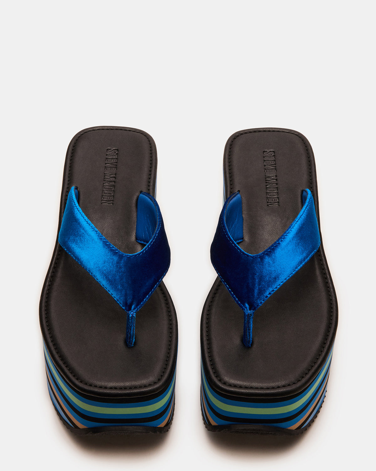 SEVILLA Blue Multi Thong Platform Chunky Flatform Square-Toe Women's Sandal - Steve Madden