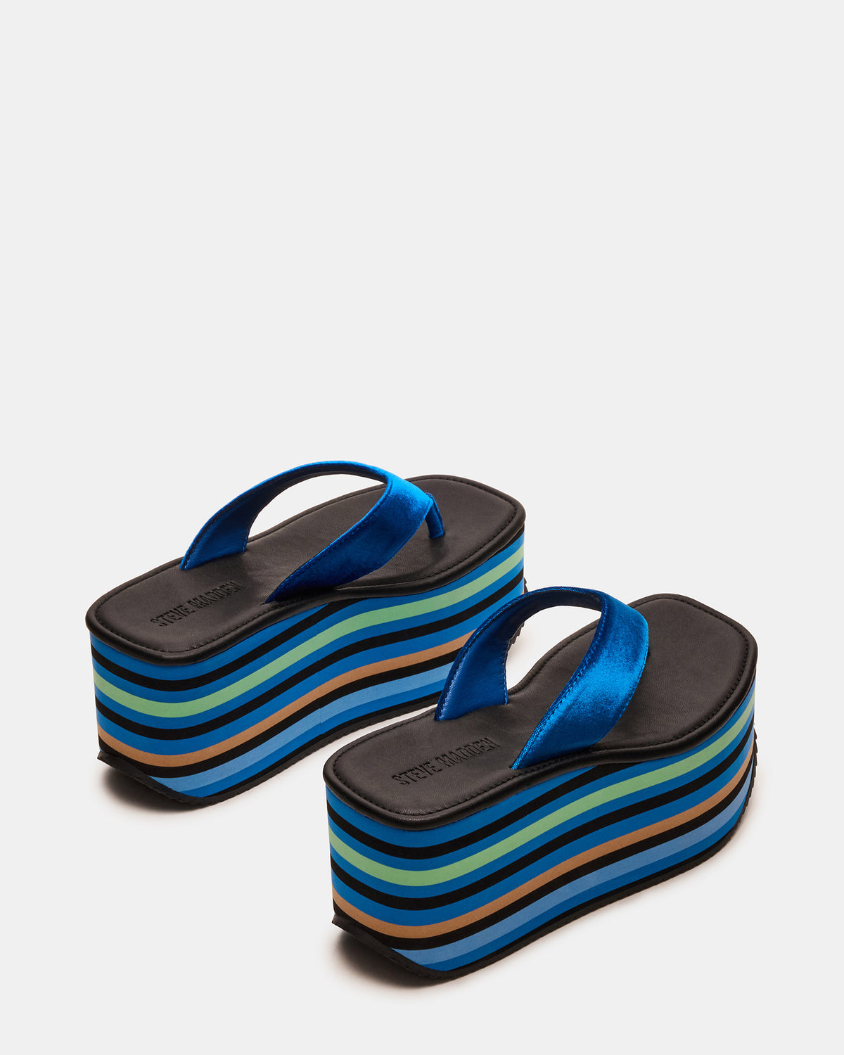 SEVILLA Blue Multi Thong Platform Chunky Flatform Square-Toe Women's Sandal - Steve Madden