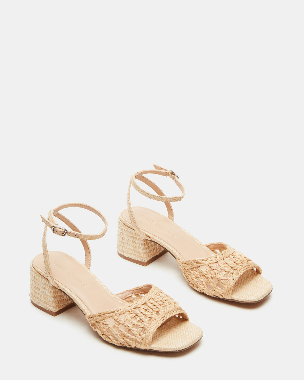 SOLEIL Raffia Square-Toe Woven Women's Sandal - Steve Madden