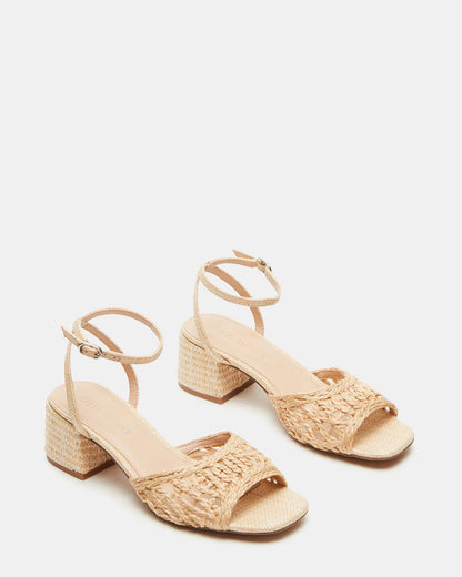 SOLEIL Raffia Square-Toe Woven Women's Sandal - Steve Madden