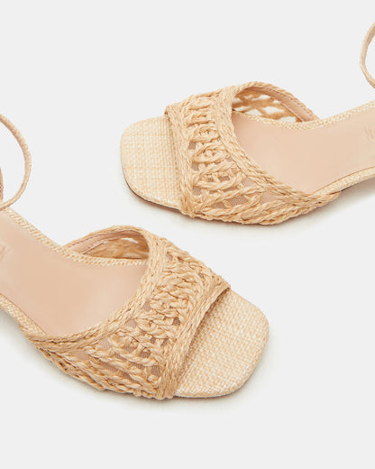 SOLEIL Raffia Square-Toe Woven Women's Sandal - Steve Madden