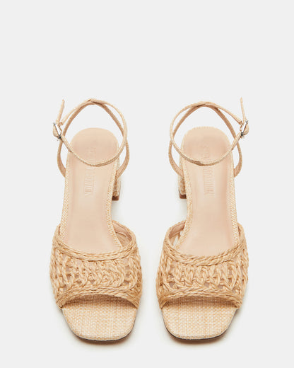 SOLEIL Raffia Square-Toe Woven Women's Sandal - Steve Madden