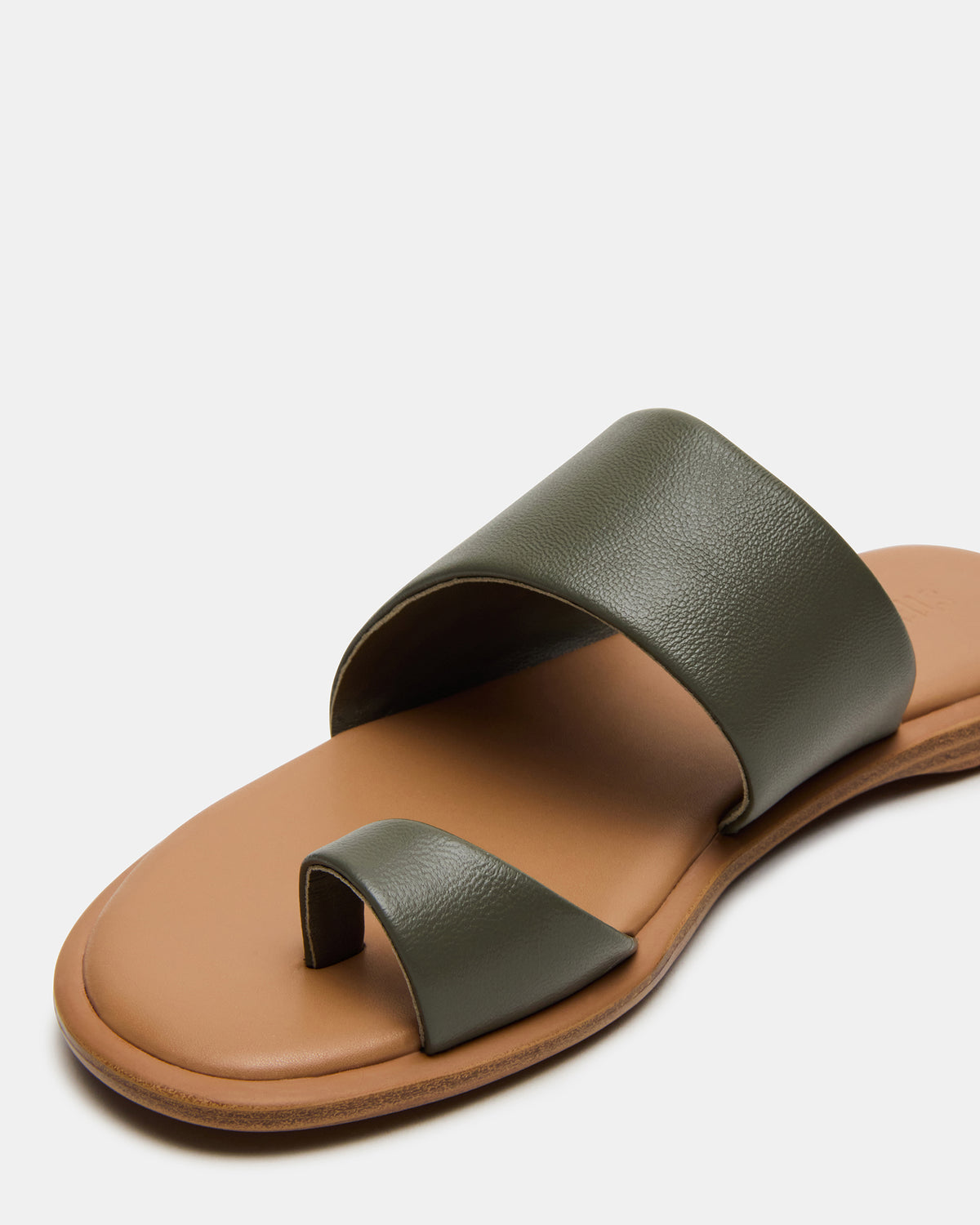 ZANI Olive Leather Women's Slide Sandal - Steve Madden