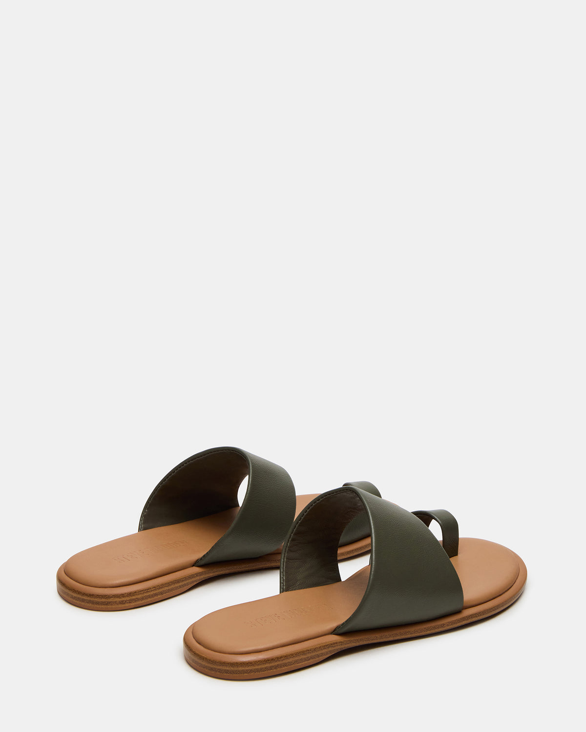 ZANI Olive Leather Women's Slide Sandal - Steve Madden