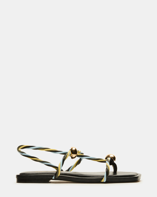 LOCO Black Multi Women's Strappy Square Toe Sandal - Steve Madden