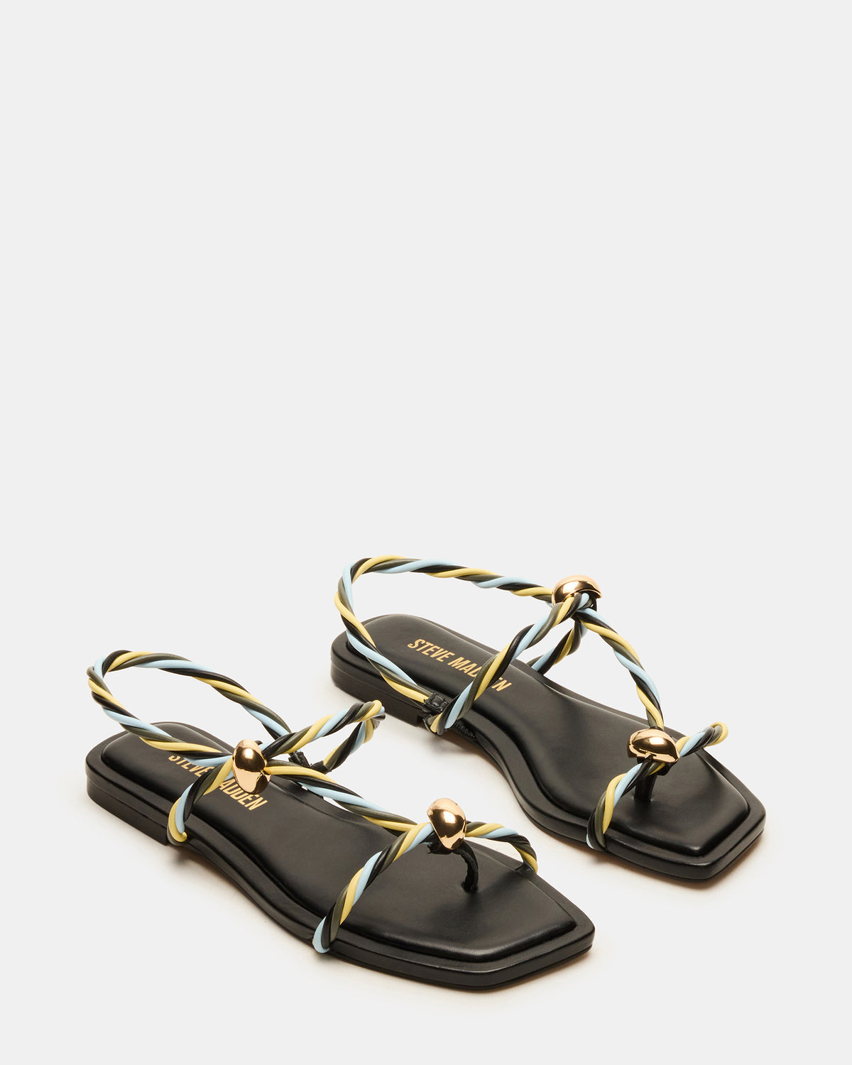 LOCO Black Multi Women's Strappy Square Toe Sandal - Steve Madden
