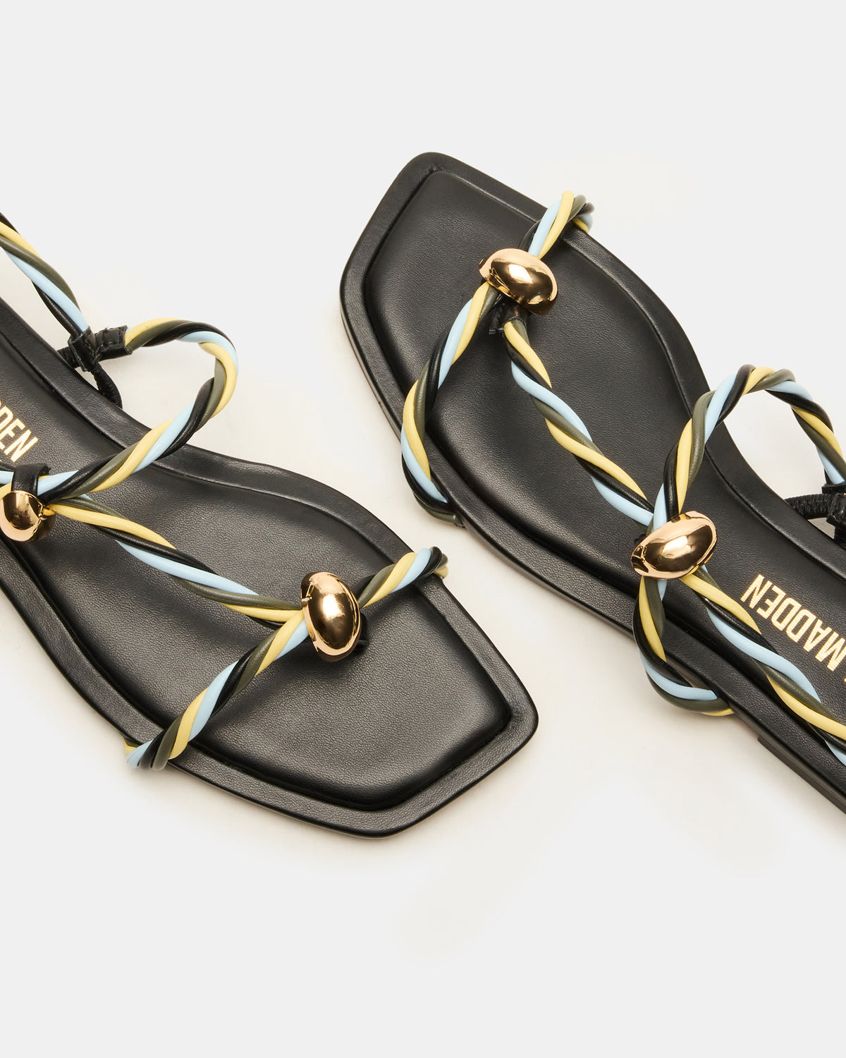 LOCO Black Multi Women's Strappy Square Toe Sandal - Steve Madden