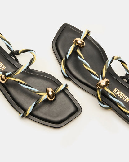 LOCO Black Multi Women's Strappy Square Toe Sandal - Steve Madden