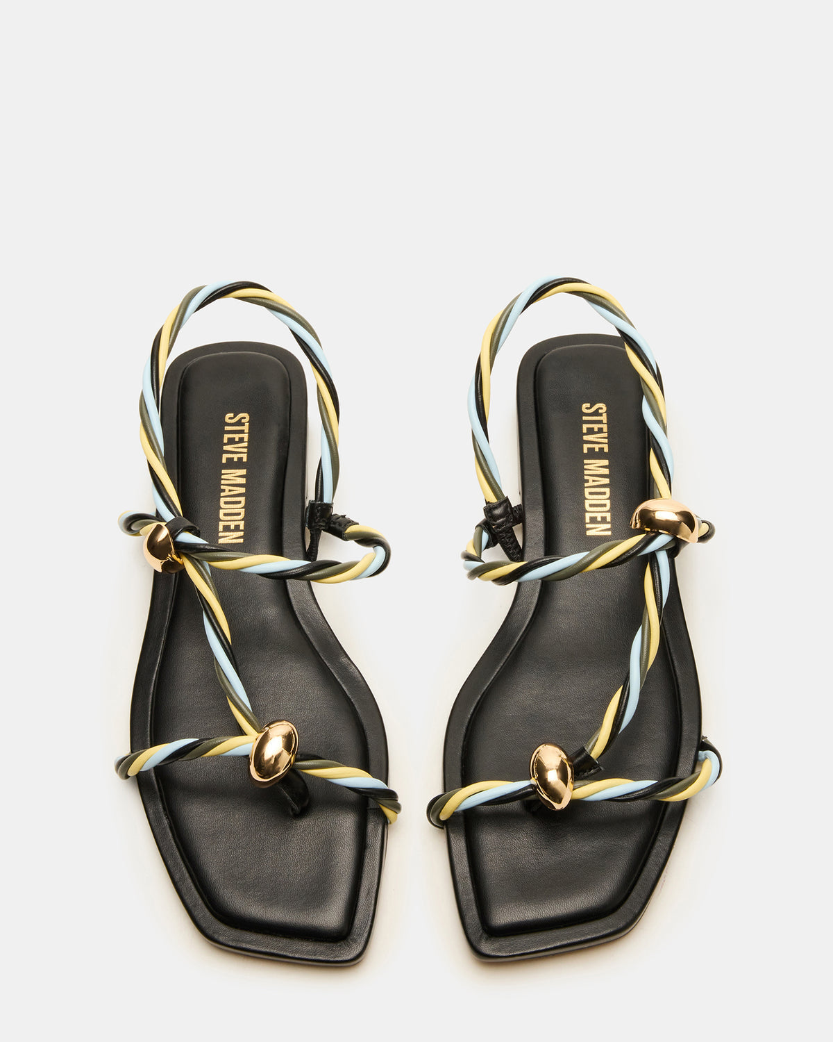 LOCO Black Multi Women's Strappy Square Toe Sandal - Steve Madden