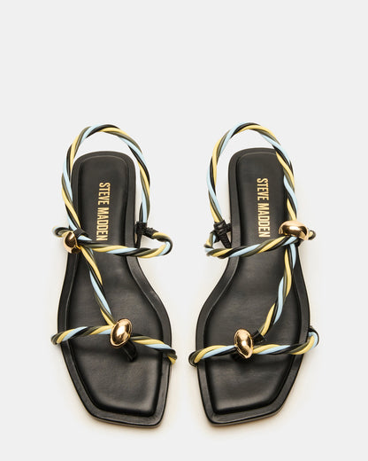 LOCO Black Multi Women's Strappy Square Toe Sandal - Steve Madden