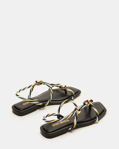 LOCO Black Multi Women's Strappy Square Toe Sandal - Steve Madden