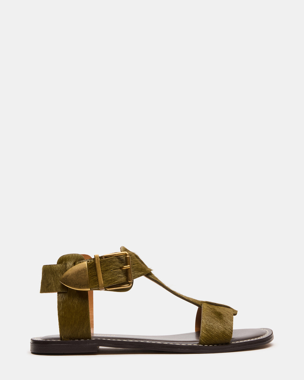 BRAZINN Olive Strappy Flat Sandal Women's Sandal - Steve Madden